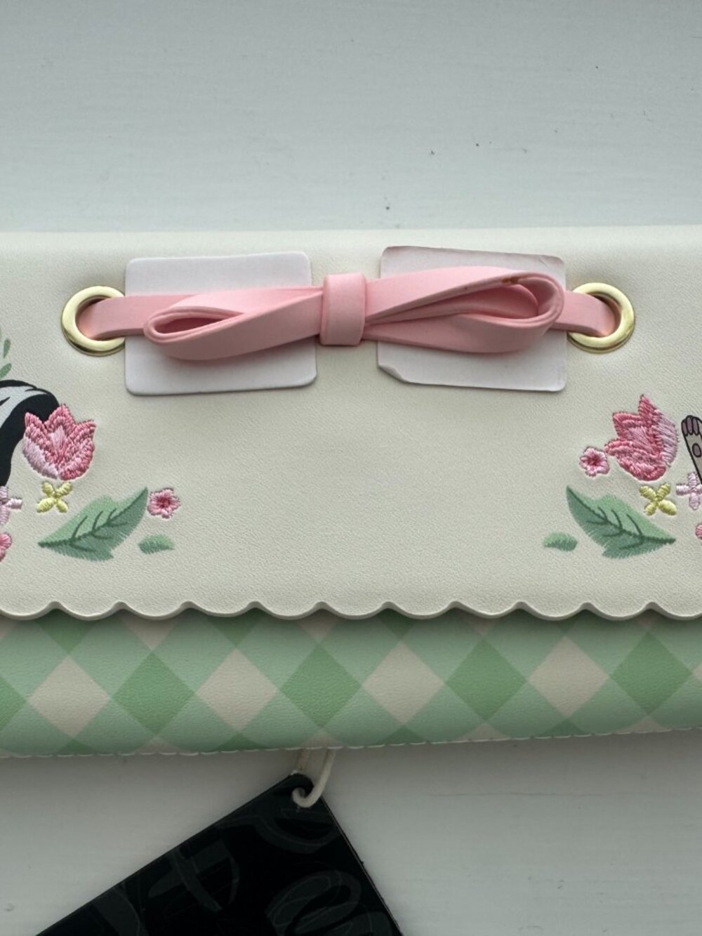 Disney Loungefly Cream Green Pink Bambi Flower Thumper Floral Tri Fold Wallet - Picture 4 of 9